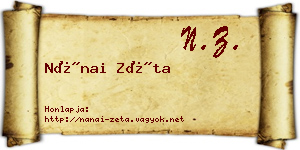 Nánai Zéta névjegykártya